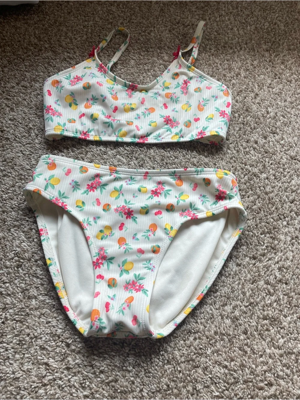 art class White Floral & Fruit Two-Piece Girls Swim Bikini